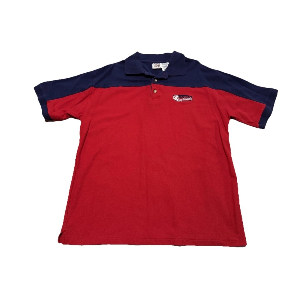 KU Jayhawks University‎ Of Kansas Men's Red Oak Polo Size XL Red & Blue